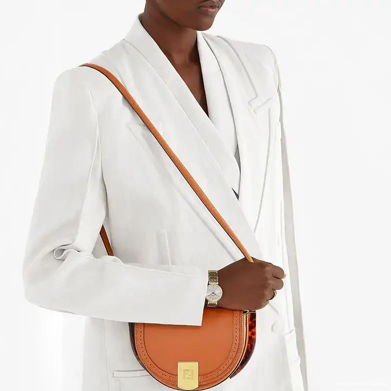 Cheap Fendi In Brown Bag Moonlight Leather Calf Logo ROMA 0616